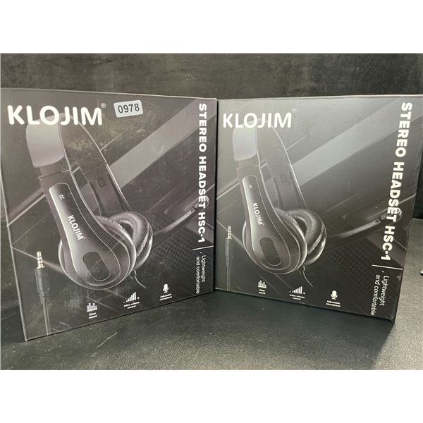 2 Klojim Wired Stereo Headsets (Model: HSC-1) Lightweight/Comfortable PC Headsets - New