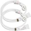 Image 1 : Firmerst 2-Pack of 3FT Extension Cords with Flat Plugs -White - 14AWG - Brand New!
