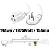 Image 3 : Firmerst 2-Pack of 3FT Extension Cords with Flat Plugs -White - 14AWG - Brand New!
