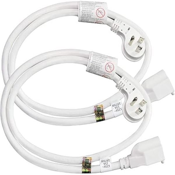 Firmerst 2-Pack of 3FT Extension Cords with Flat Plugs -White - 14AWG - Brand New!