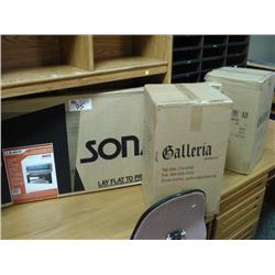 Sonax TV Stand And 2 Boxes Misc
