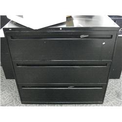 Black 3 Drawer Lateral File Cabinet