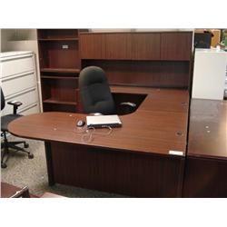 Mahogany U-shape Executive Suite With Hutch