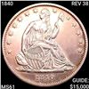 Image 1 : 1840 REV 38 Seated Liberty Half Dollar UNCIRCULATED