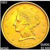 Image 1 : 1851 $2.50 Gold Quarter Eagle UNCIRCULATED