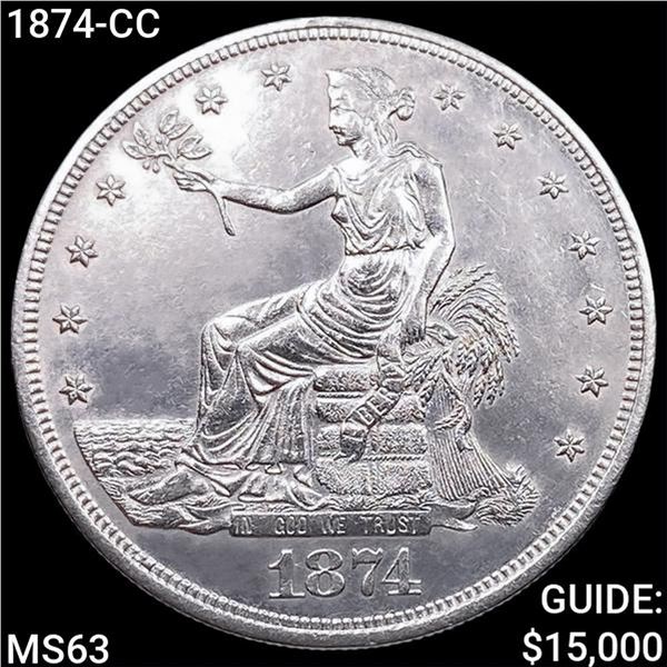 1874-CC Silver Trade Dollar CHOICE BU