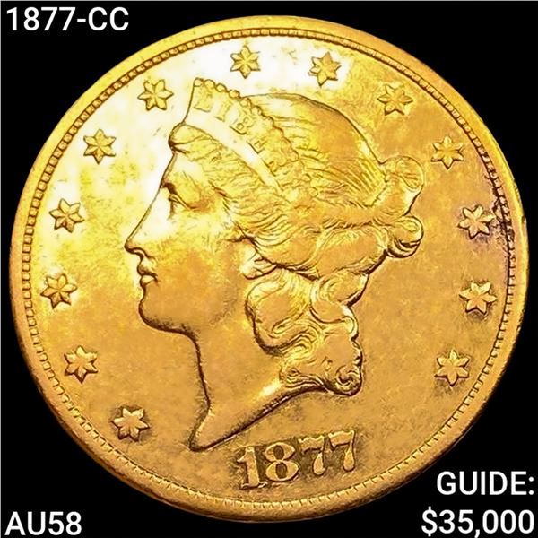 1877-CC $20 Gold Double Eagle CHOICE AU