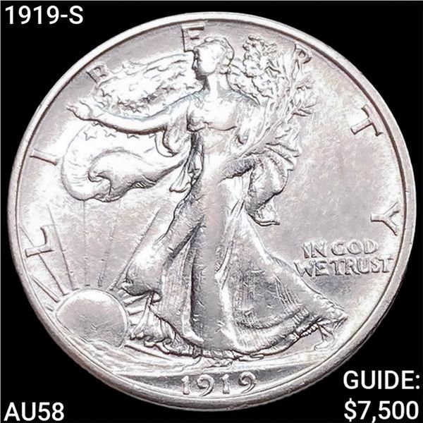 1919-S Walking Liberty Half Dollar CHOICE AU