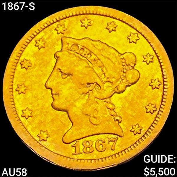 1867-S $2.50 Gold Quarter Eagle CHOICE AU