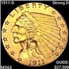 Image 1 : 1911-D Strong D $2.50 Gold Quarter Eagle CHOICE BU