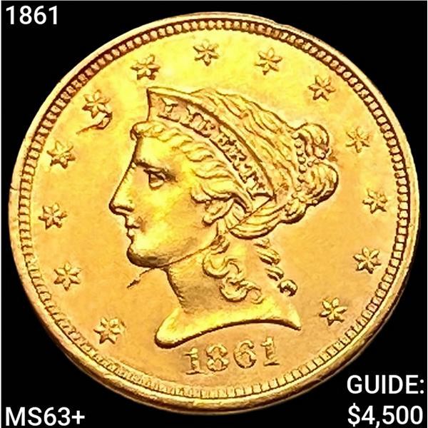 1861 $2.50 Gold Quarter Eagle CHOICE BU+