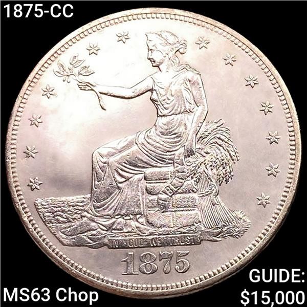 1875-CC Silver Trade Dollar CHOICE BU Chop
