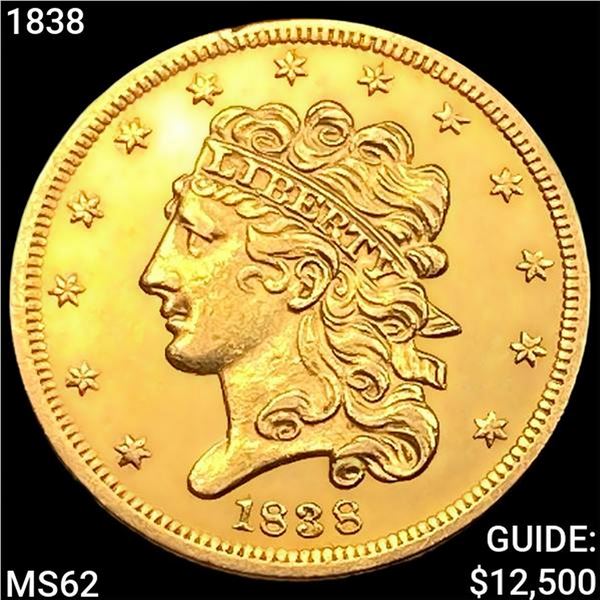 1838 $5 Gold Half Eagle UNCIRCULATED