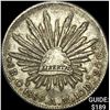 1889Cm AM Mexico Silver 8 Reales Cap&Ray NEARLY UNCIRCULATED