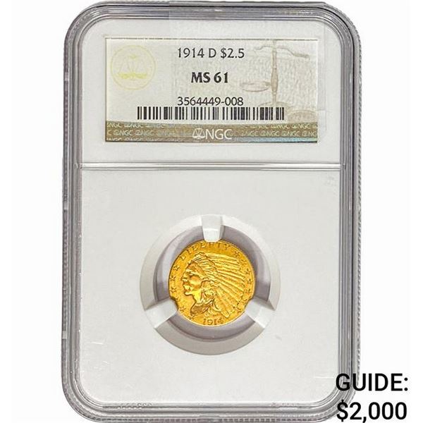 1914-D $2.50 Gold Quarter Eagle NGC MS61