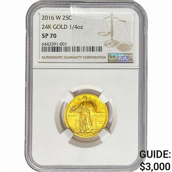 2016 1/4oz 24k Gold Standing Liberty 25C NGC SP70