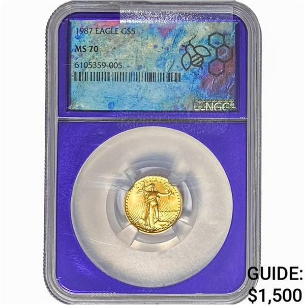 1987 1/10oz $5 Gold Eagle NGC MS70