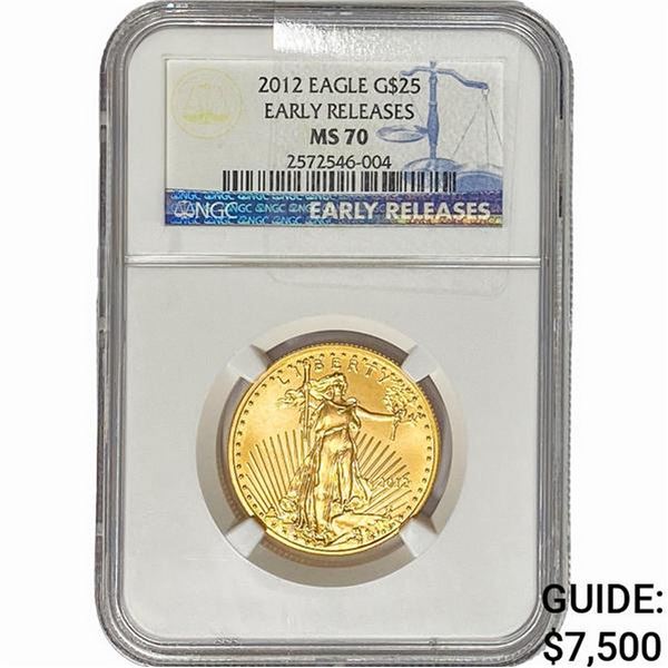2012 1/2oz $25 Gold Eagle NGC MS70