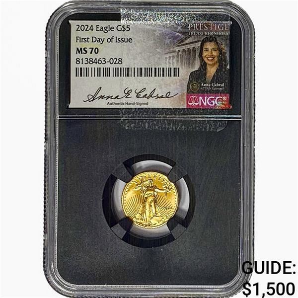2024 1/10oz $5 Gold Eagle NGC MS70