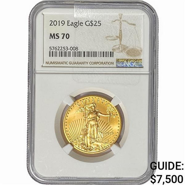 2019 1/2oz $25 Gold Eagle NGC MS70