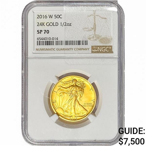 2016-W 1/2oz 24k Walking Liberty 50C NGC SP70