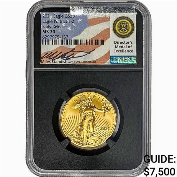 2021 1/2oz $25 Gold Eagle NGC MS70
