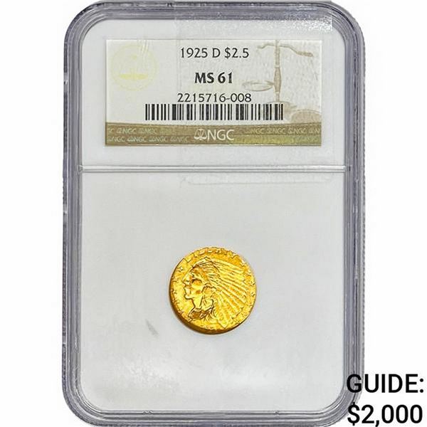 1925-D $2.50 Gold Quarter Eagle NGC MS61