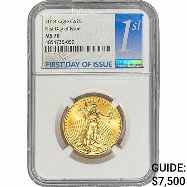 2018 1/2oz $25 Gold Eagle NGC MS70