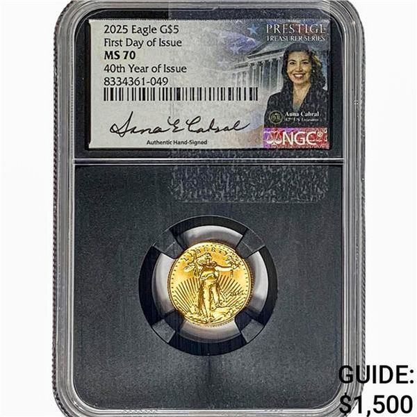 2025 1/10oz $5 Gold Eagle NGC MS70