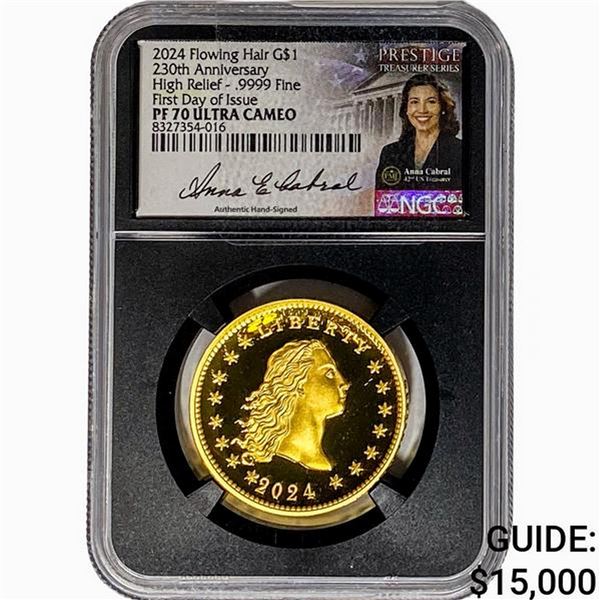 2024 1oz Gold $1 Flowing Hair NGC PF70 UC