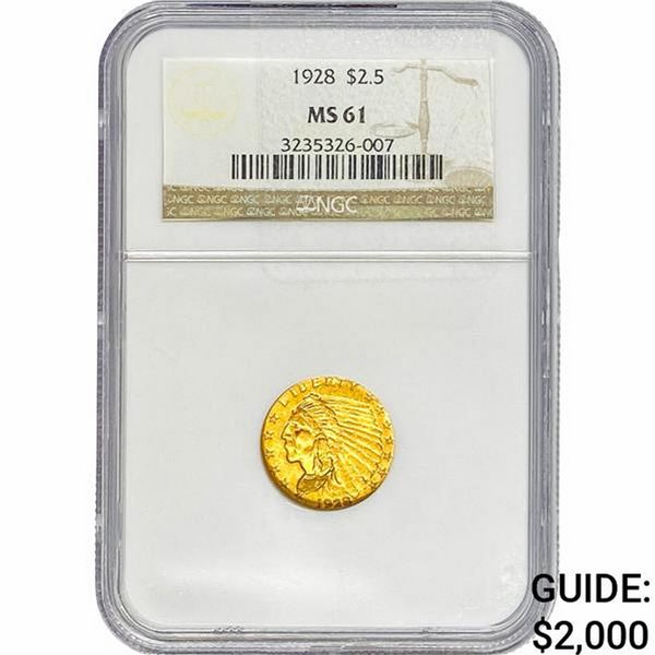 1928 $2.50 Gold Quarter Eagle NGC MS61