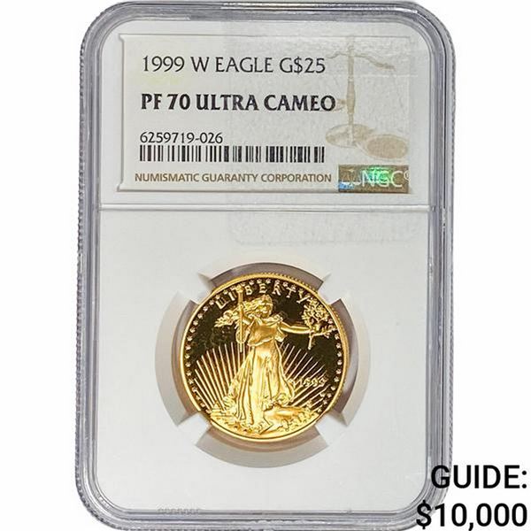 1999-W 1/2oz $25 Gold Eagle NGC PF70 UC