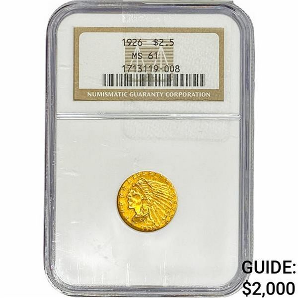 1926 $2.50 Gold Quarter Eagle NGC MS61