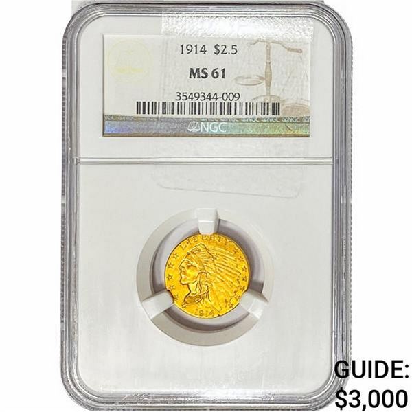 1914 $2.50 Gold Quarter Eagle NGC MS61