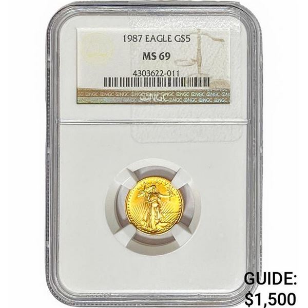 1987 1/10oz $5 Gold Eagle NGC MS69