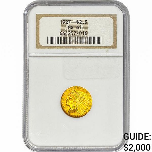 1927 $2.50 Gold Quarter Eagle NGC MS61