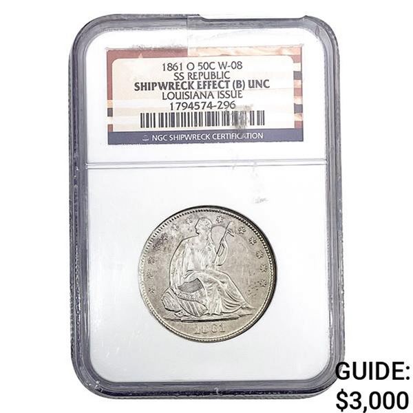 1861-O Seated Liberty Half Dollar NGC Shipwreck