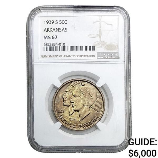1939-S Arkansas Half Dollar NGC MS67