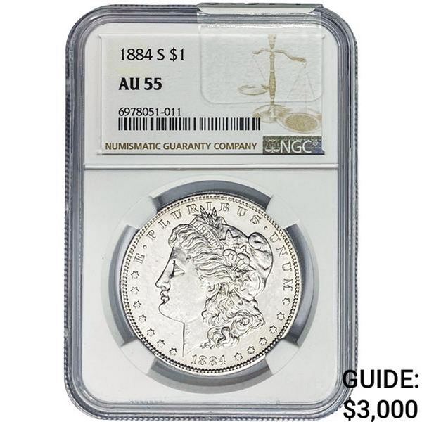 1884-S Morgan Silver Dollar NGC AU55