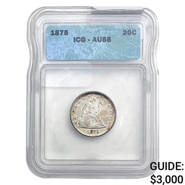 1875 Twenty Cent Piece ICG AU55