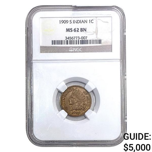 1909-S Indian Head Cent NGC MS62 BN