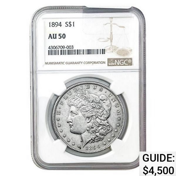1894 Morgan Silver Dollar NGC AU50