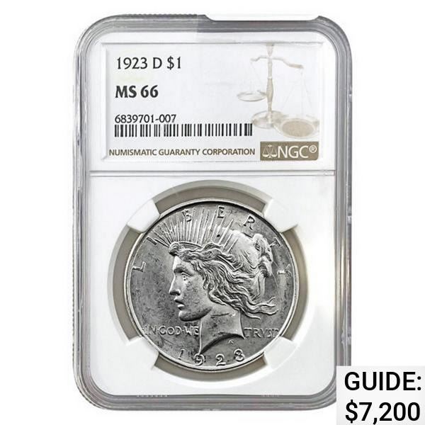 1923-D Silver Peace Dollar NGC MS66