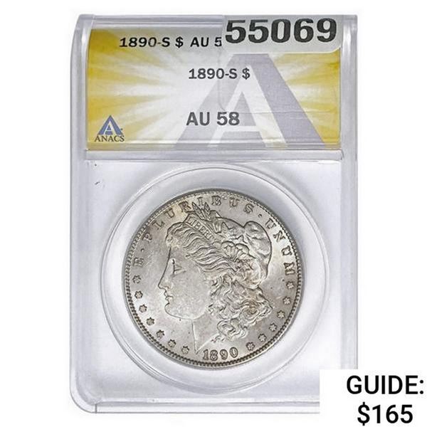 1890-S Morgan Silver Dollar ANACS AU58