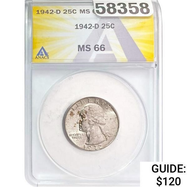 1942-D 1942-D Washington Quarter ANACS  MS66