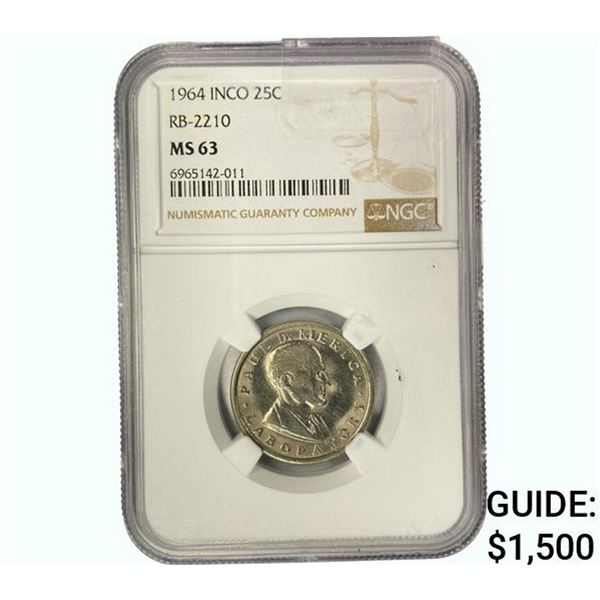 1964 International Nickel Company 25 Cent  MS63