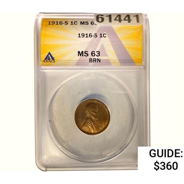 1916-S Wheat Cent  MS63