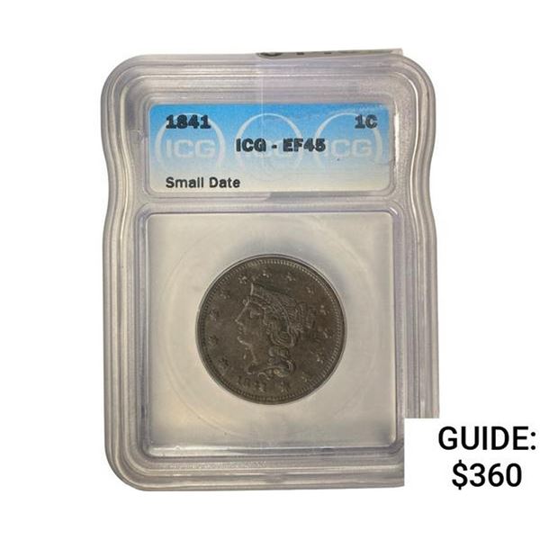 1841 Braided Hair Cent  EF45