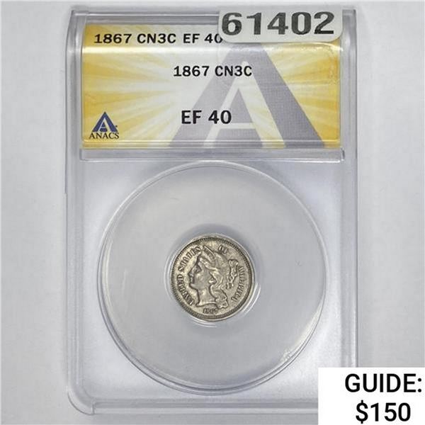 1867 Silver Three Cent  EF40