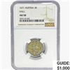 1671 Austria 3 Kreuzer Hall .0519oz. SILV NGC AU58